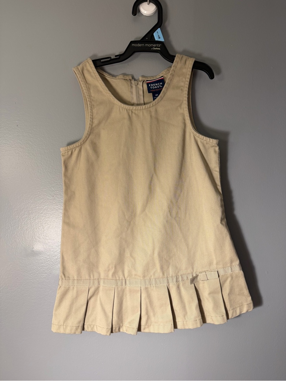 French Toast Cream Sleeveless Pleated-Hem Dress